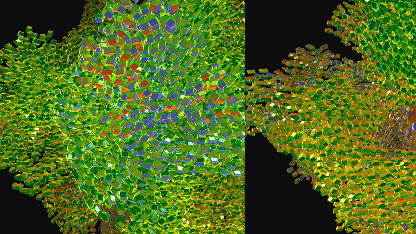 WebGL shader in green and orange