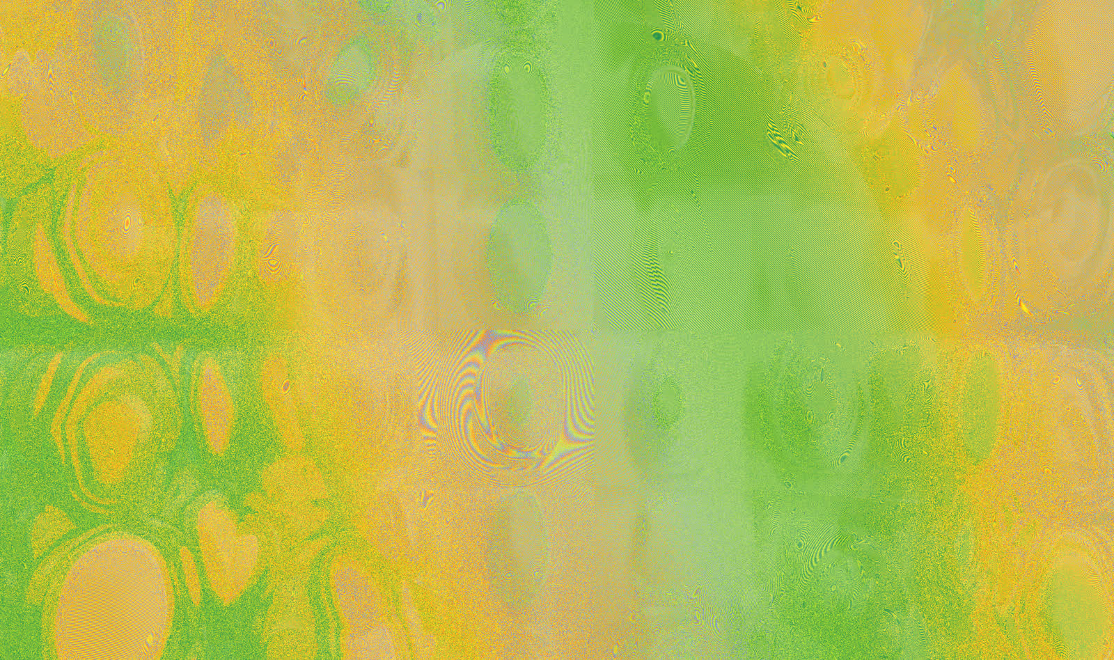 Generative graphic in green and yellow with a grid of soft ovals